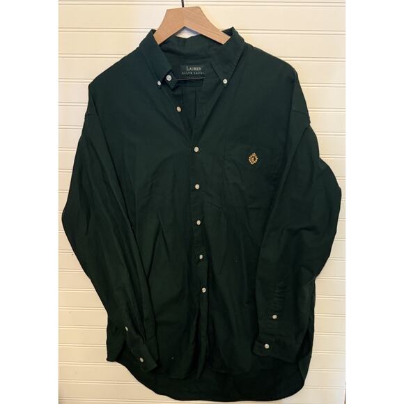 Polo Ralph Lauren Crest Button Down Dress Shirt Men’s Large Green Label - Picture 1 of 6